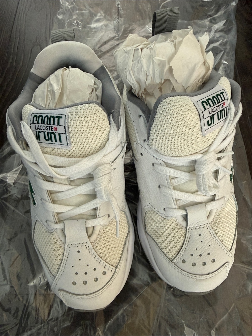 Lacoste White and Grey Athletic Sneakers